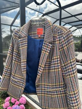 ModCloth Multicolor Houndstooth Wool Blend Blazer
